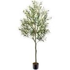 Olive Tree Artificial Indoor 6FT (72''), GTIDEA Artificial Tree Indoor Large Faux Olive Tree and Fruits Artificial Plants Silk Trees for Home Decor Office Living Room Spring (With Woven Basket & Moss)