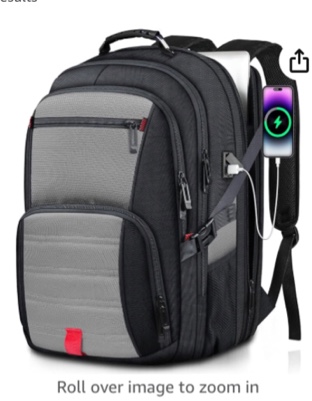 Travel Backpack, Extra Large Backpack, tazbuzo Laptop Backpack for Men Women, Big Backpack, 50L Water Resistant Flight Approved Business Work College Computer Heavy Duty Bag, Fits 17 Inch Laptop, Black / Grey 