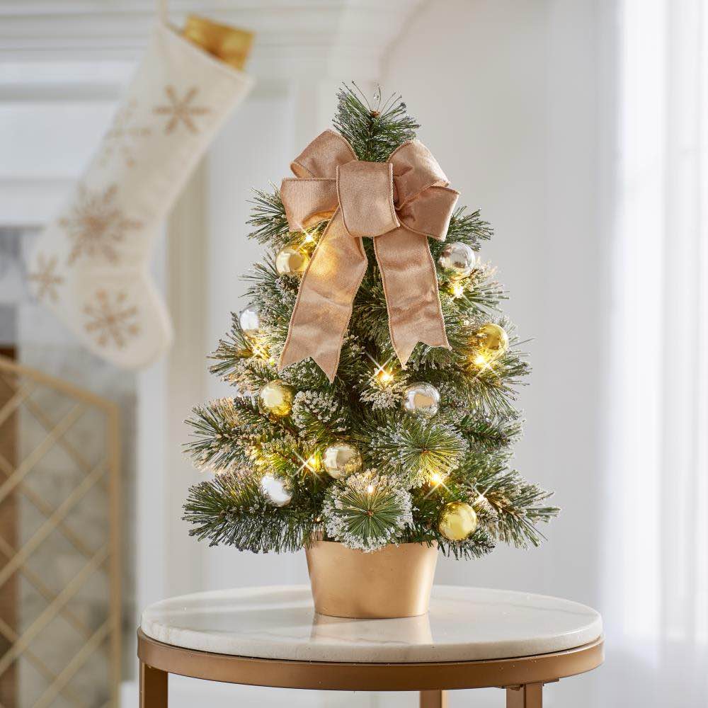 The Winter Elegance Champagne and Silver Tabletop Tree