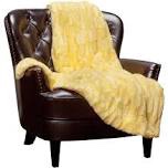 Chanasya Fuzzy Faux Fur Elegant Rectangular Embossed Throw Blanket - Plush Sherp Yellow