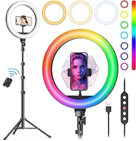 Weilisi 10" Ring Light with Stand 72'' Tall & Phone Holder,38 Color Modes Selfie Ring Light with Tripod Stand,Stepless Dimmable/Speed LED Ring Light for iPhone & Android,YouTube, Makeup,TIK Tok