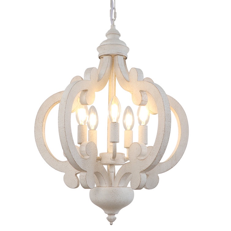 Tena 5 light Wood Dimmable Chandelier 