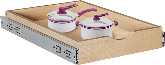 WelFurGeer Pull Out Shelves for Kitchen Cabinets, Slide Out Wood Cabinet Organizer, Pull Out Cabinet Shelf, Pantry Organizers and Storage, Wood Rack for Kitchen, Bathroom (27" Wide)