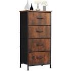 Ximena Rust 4-Drawer 18 in. W Dressers with Fabric Bins and Steel Frame Bedroom Storage Organizer Chest of Drawers
