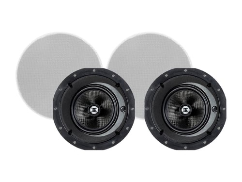 Monoprice 34197 Alpha 2 Way In-Ceiling Speakers, 6.5-Inch Carbon Fiber With 15 Degree Angled Drivers, Black
