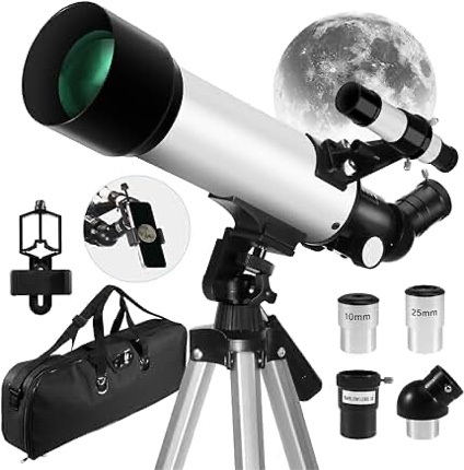 Telescope for Kids (400 x 70mm), 120X Kids Telescope (Adjustable Height), Telescopes for Astronomy Beginners with Phone Adapter and Storage Bag