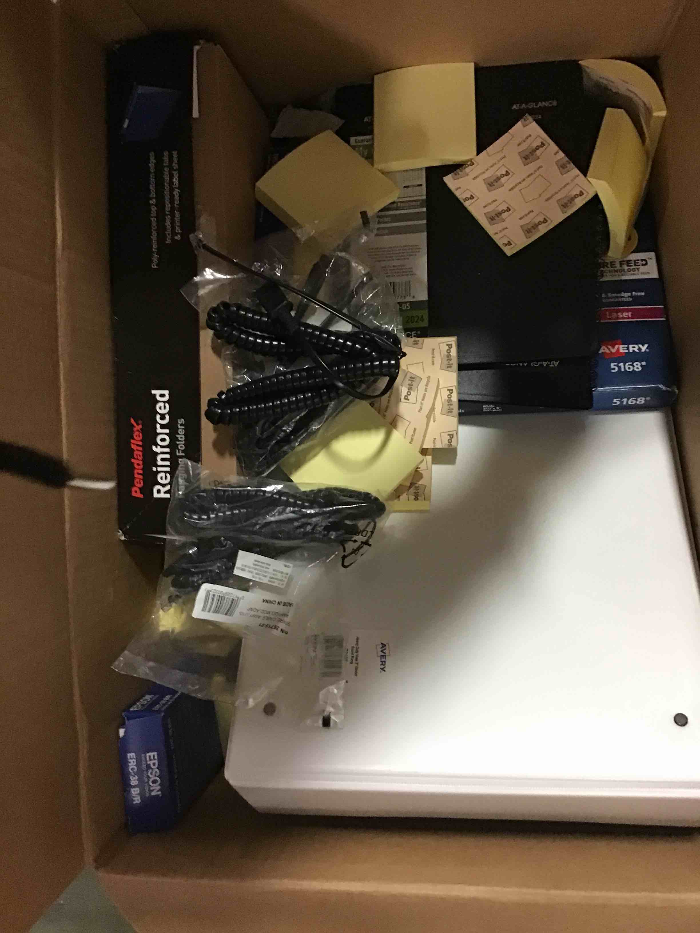 Box of Assorted office neeeds 