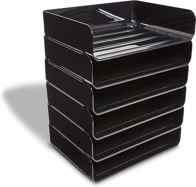 MyOfficeInnovations 24380815 Side Load Stackable Plastic Letter Tray, Blk
