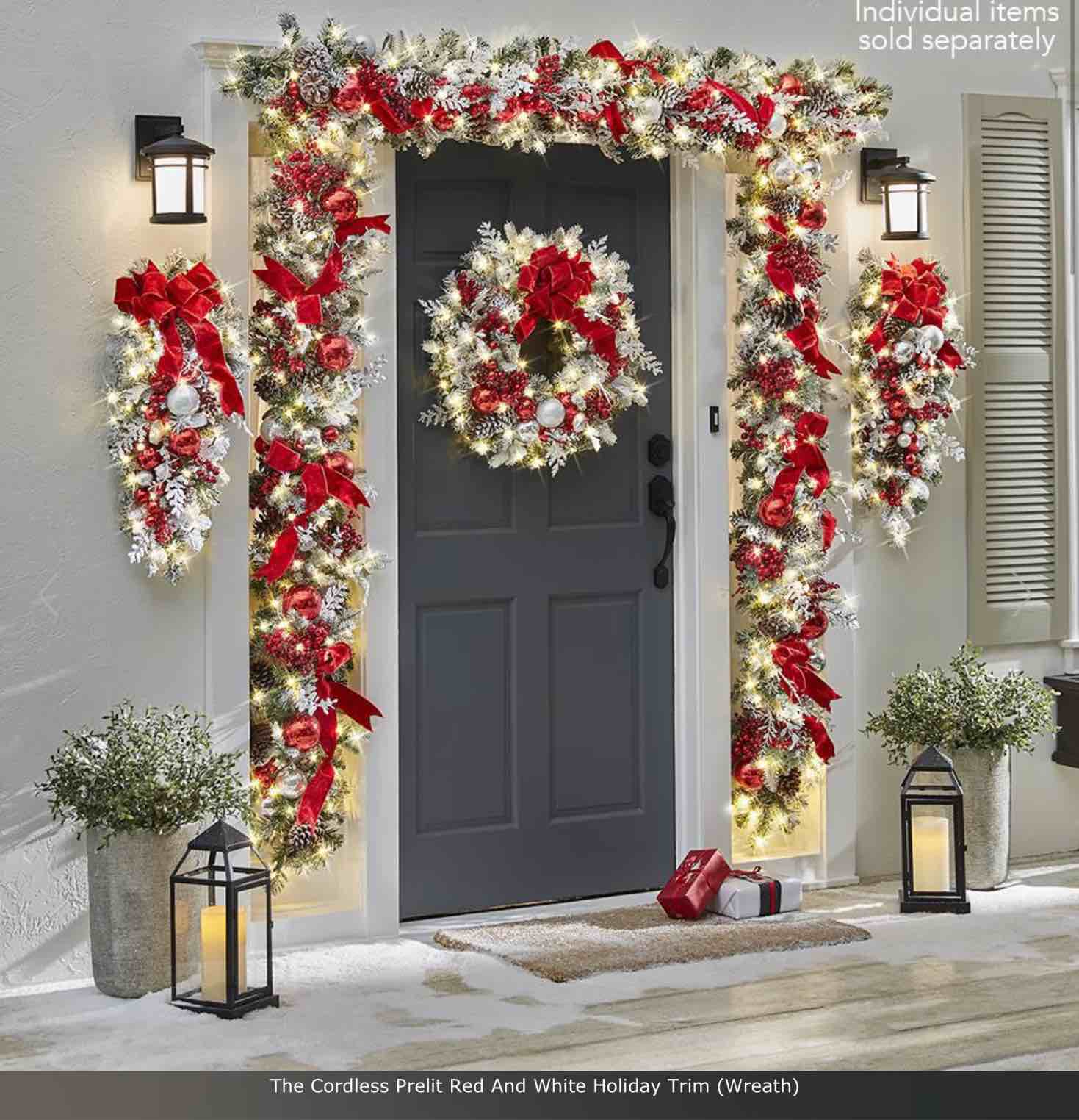 The Cordless Prelit Red And White Holiday Trim