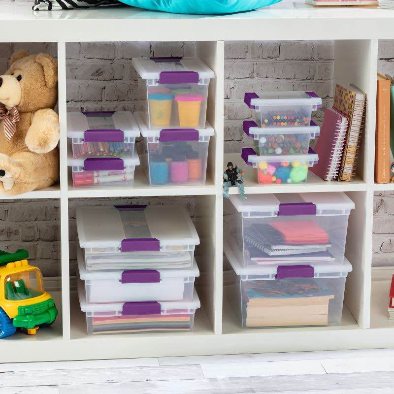 Sterilite 1.9qt Purple Latch Box Clear 12 Pieces 