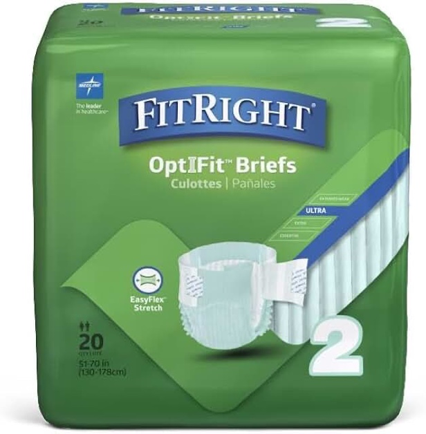FitRight Stretch Adult Diapers Briefs L/XL, Waist Size 51"-70" (20 total)