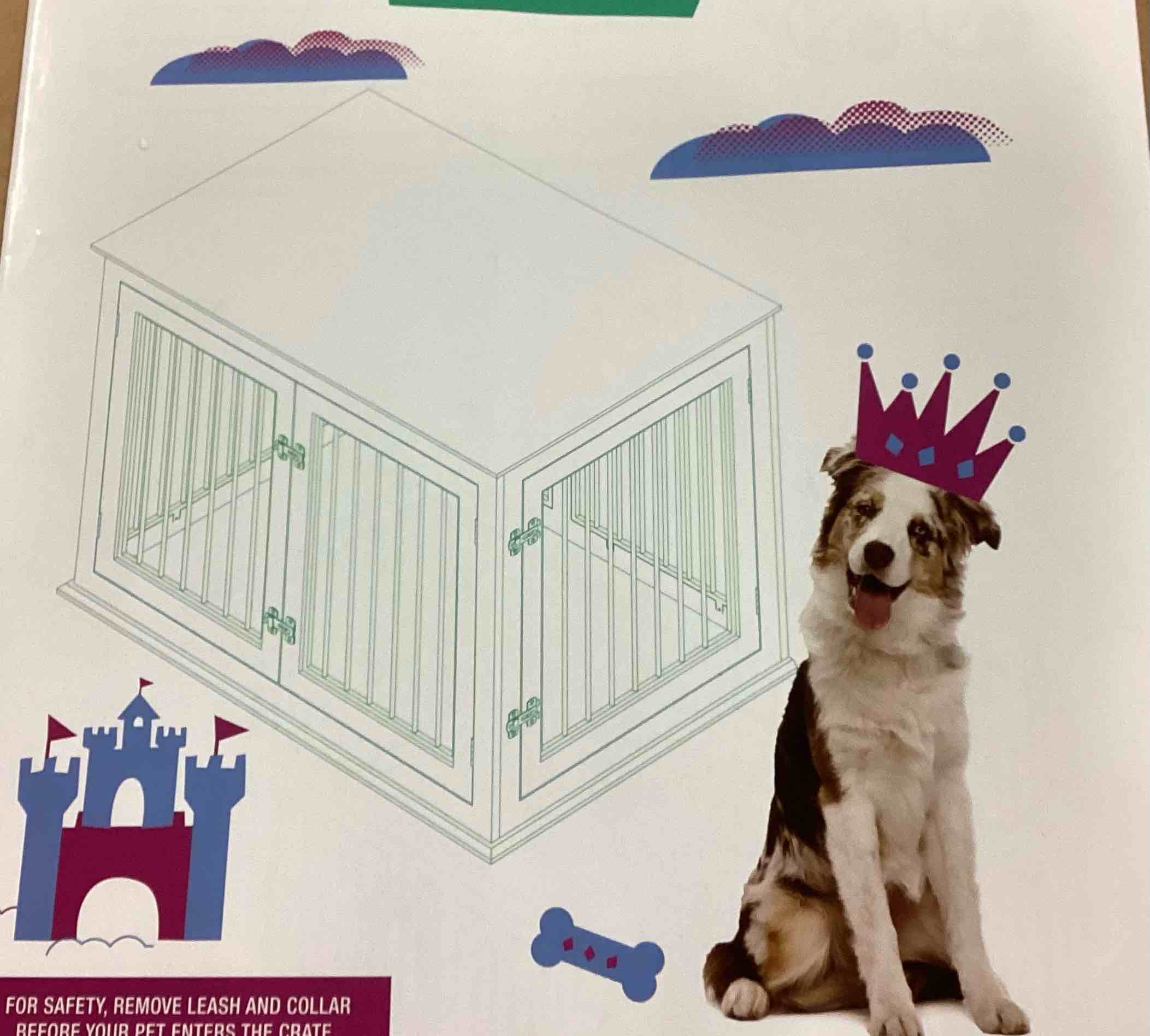 42” - two door wood metal dog crate 