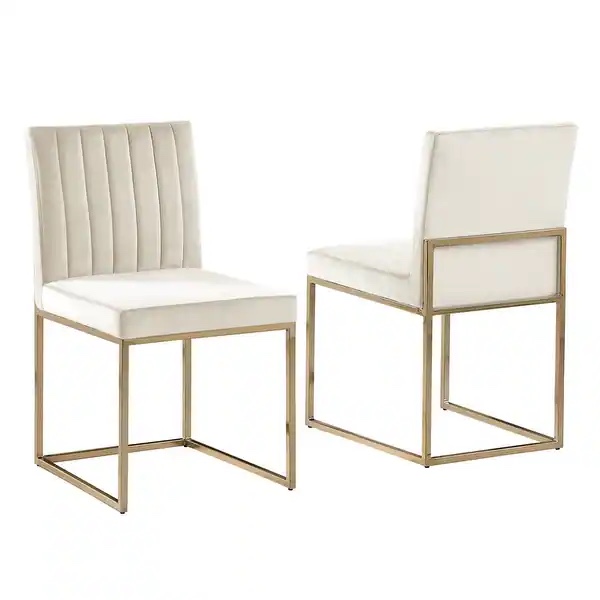 Best Master Furniture Emilio Gold Velvet Dining Chairs (Set of 2) - Beige/Gold