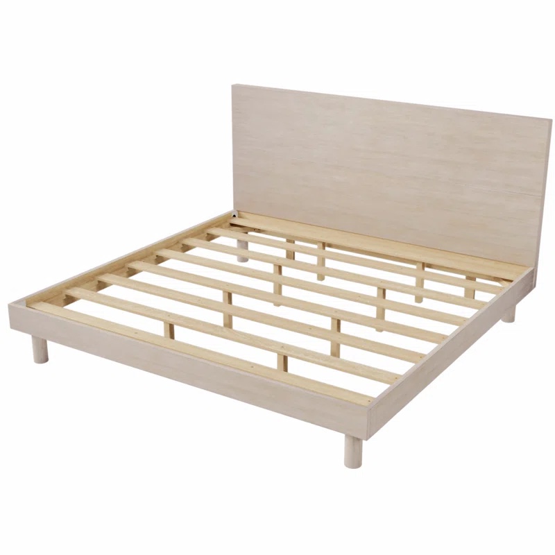 Modern Concise Style Solid Wood Grain Platform Bed Frame
