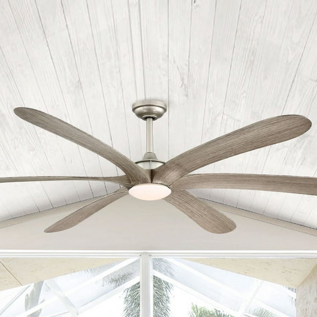 Parrot Uncle 72-inch Driftwood 6-Blade DC Motor Ceiling Fan with Light and Remote Nickel