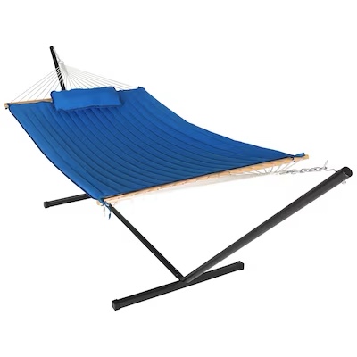 VEIKOUS Two Person Hammock 12FT with Stand and Pillow for Outdoor, Dark Blue Item #4997144 | Model #PG0203-01DBU