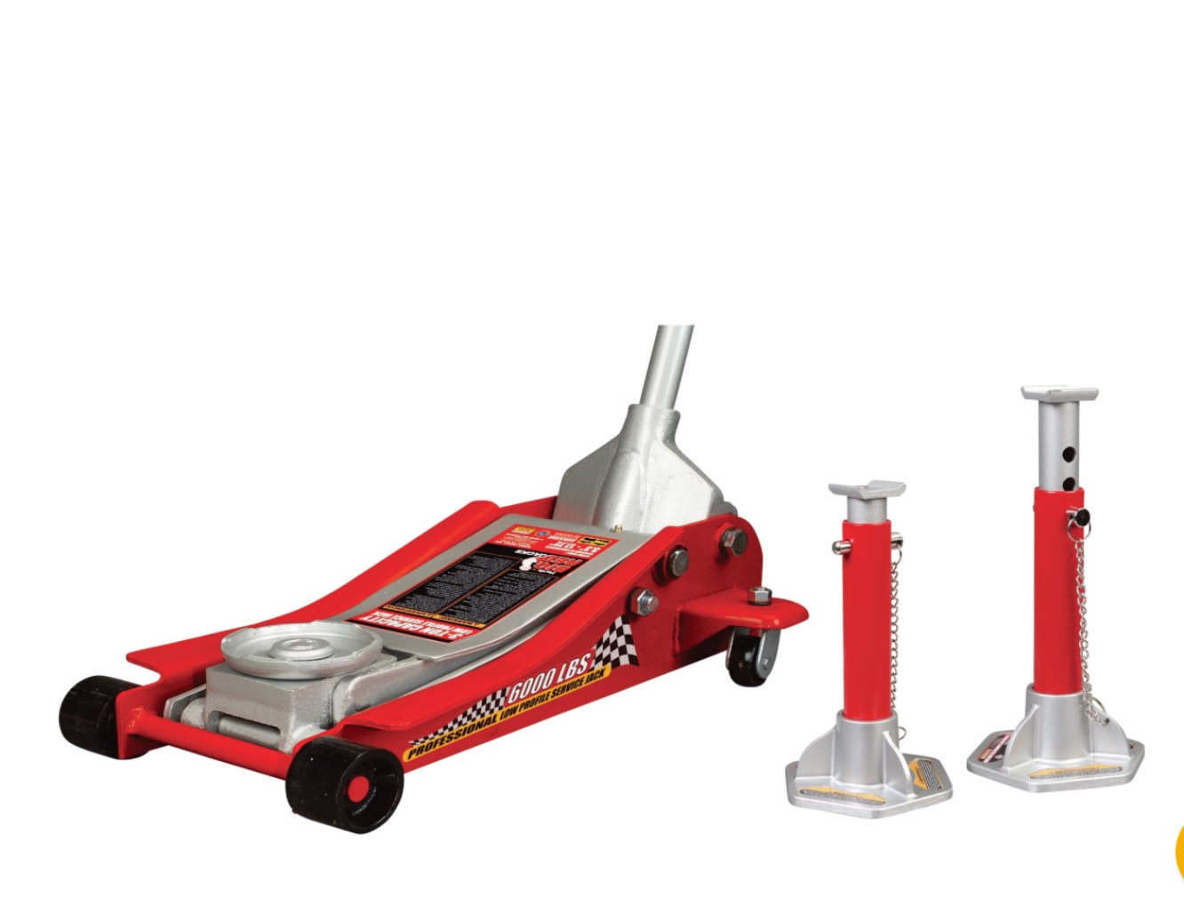 Torin 3 Ton Low-Profile Service Jack with 3 Ton Jack Stands - Model# T83318