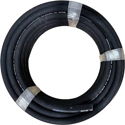 VEVOR Hydraulic Hose 1/2 inch x 100 ft, Coiled Hydraulic Hose 4000 PSI, Rubber Hydraulic Hose with 2 High-Tensile Steel Wire Braid, Bulk Hydraulic Hose -20? to 140?, Hydraulic Oil Flexible Hose