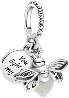 Pandora Glow-in-the-Dark Firefly Dangle Charm - Compatible Moments Bracelets - Jewelry for Women - Gift for Women - Made with Sterling Silver, With Gift Box
