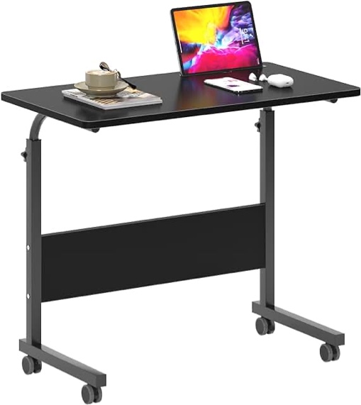 SogesHome 31.5inches Adjustable Mobile Bed Table Portable Laptop Computer Stand Desks with Rolling Wheelsï¼ŒBlack