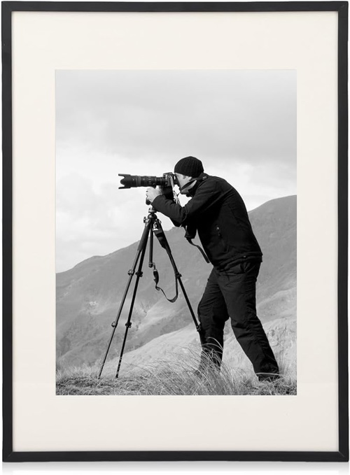 Fixwal 24 x 30 Aluminum Picture Frame Set of 1 Metal Black Frame Tempered Glass with Mat for Wall Display