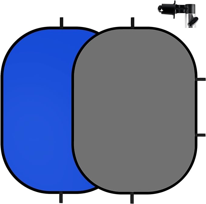 Selens Collapsible Backdrop 59x78.7inches Pop Up Blue Grey Background with Carrying Bag for YouTube Streaming Photo Studio Portrait Photography Background Double Sided Backdrop Pop Up Screen 2 in 1