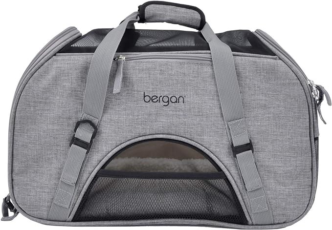 Coastal Pet Bergan Comfort Carrier - Safe, Comfortable Dog & Cat Travel Carrier - Airline Friendly Soft Pet Carrier - Breathable Carrier for Pet Owners - Heather Grey, 19" x 10" x 13"