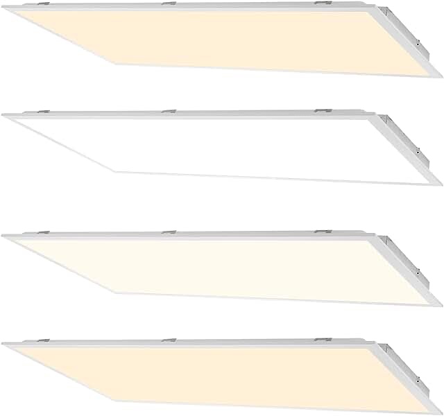 Hykolity 2x4 LED Troffer Panel Light, 36W/42W/50W Switchable, 3500K/4000K/5000K, 3960/4620/5500 Lumens, 0-10V Dim for Drop Ceiling, CCT Watt Tunable LED Flat Troffer, ETL, 4 Pack 3cct & Wattages in One 2x4 FT-4