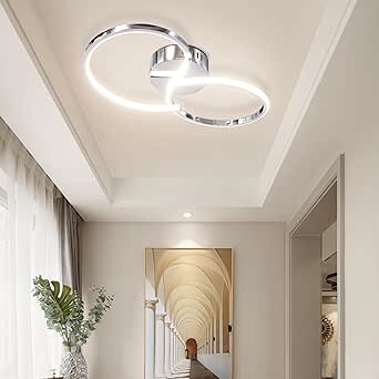 Chrome Modern Flush Mount Ceiling Light Dimmable LED Ring Ceiling Lamp Close to Ceiling Lighting Fixture for Living Room Bedroom Kitchen,3000K,12.8W,Chrome Finish