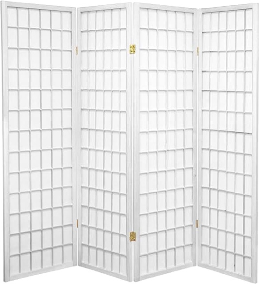5 ft tall window pane shoji screen-white-4 panels 