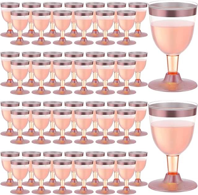 200 Pack Plastic Wine Glasses with Rim 7 Oz Disposable Wine Glasses with Stem Plastic Clear Goblet Glasses Reusable Fancy Wine Cups for Wedding Birthday Baby Shower Party Supplies