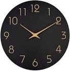Mosewa Wall Clock 16 Inch Black Wall Clocks Battery Operated Silent Non-Ticking - Simple Minimalist Rose Gold Numbers Clock Decorative for Bedroom,Living Room, Kitchen,Home,Office(16" Black)