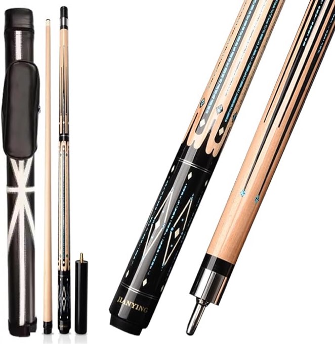 Jianying Pool Cue Stick, Billiard Cue Sticks with Hard Case and Extension, 2-Pieces 58" Pool Table Sticks