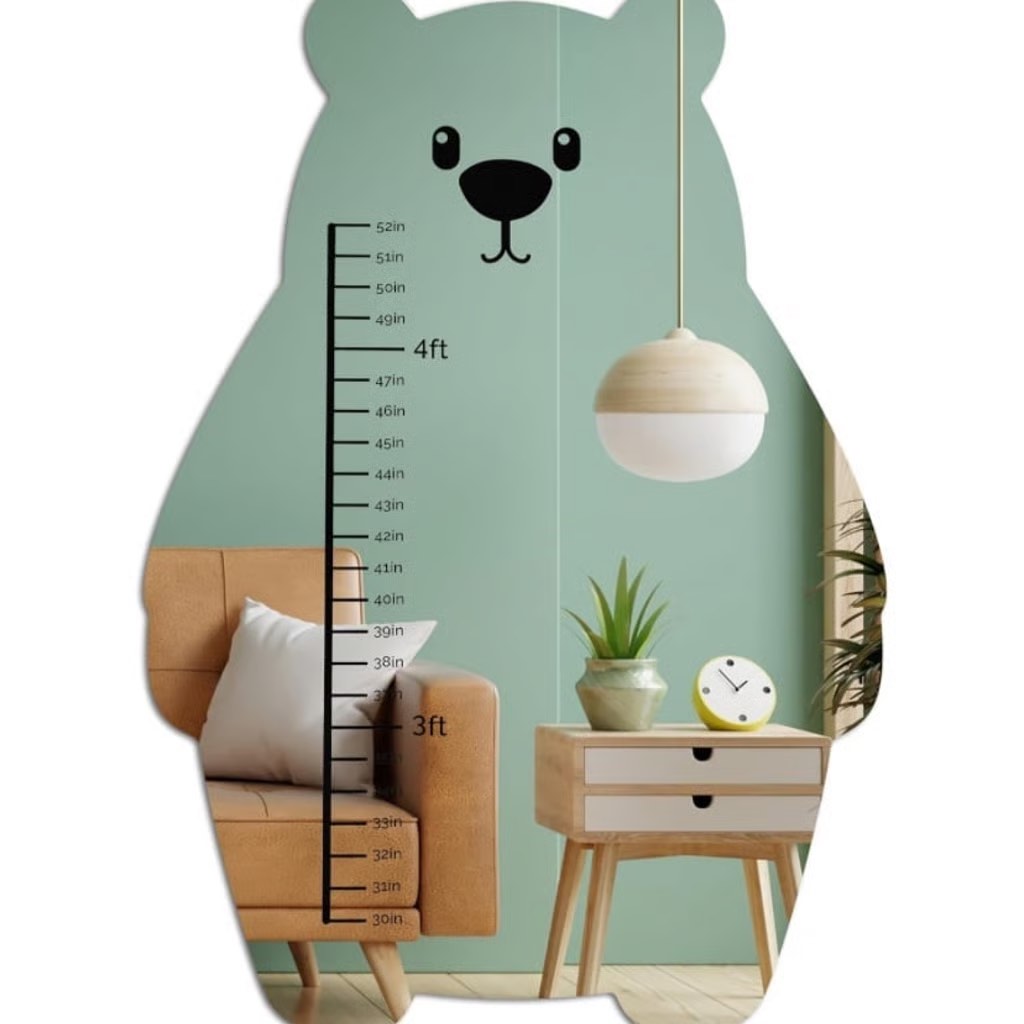 Growth Chart for Wall Bear Shaped - Kids Full Length Mirror with Height