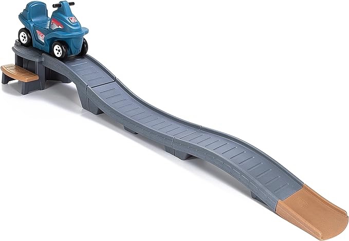 Step2 Up & Down Roller Coaster Toy for Kids, Ride On Push Car, Indoor/Outdoor Playset, Toddler Ages 2-5 Years Old, Compact Storage, Max Weight 50 lb., Gray & Blue