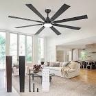 Kviflon 72 Inch Black Gold Ceiling Fans with Bright LED Lights and Remote, Indoor Outdoor Modern Large Ceiling Fan for Living Room Bedroom Patio Garage, 6 Speeds, Reversible Quiet DC Motor