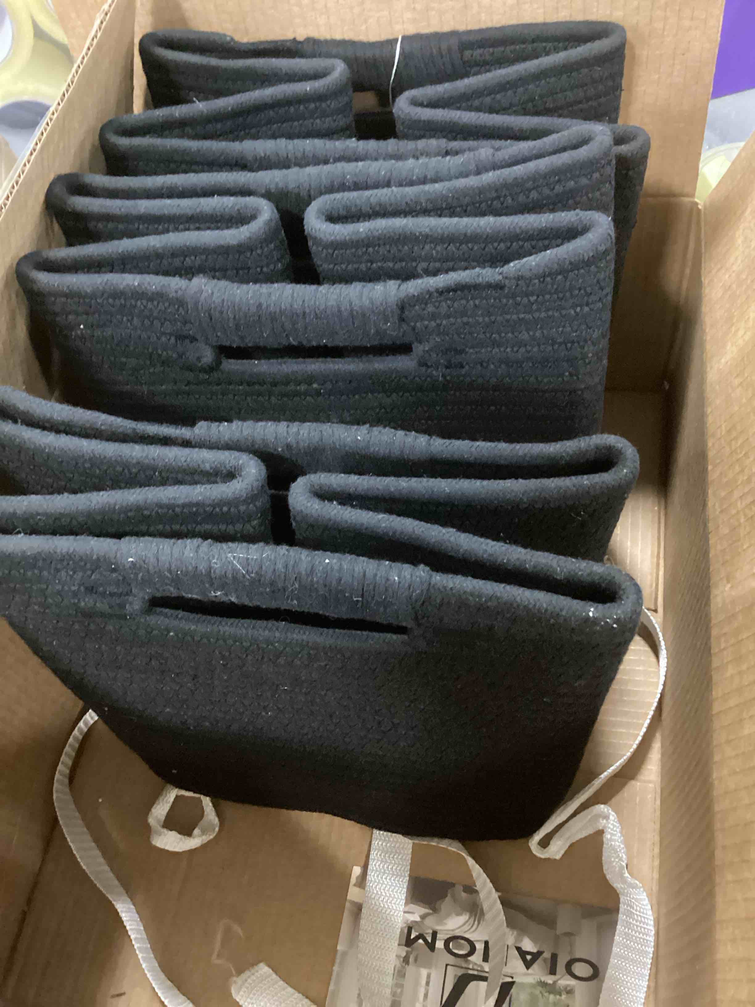 OIAHOMY Storage Cubes 11 Inch Storage Bins-3-Pack, Cotton Rope Woven Baskets for Organizing, Square Storage Baskets for Shelves Organizer, Classroom, Kids Toy Bins, Closet, Baby Nursery-Black