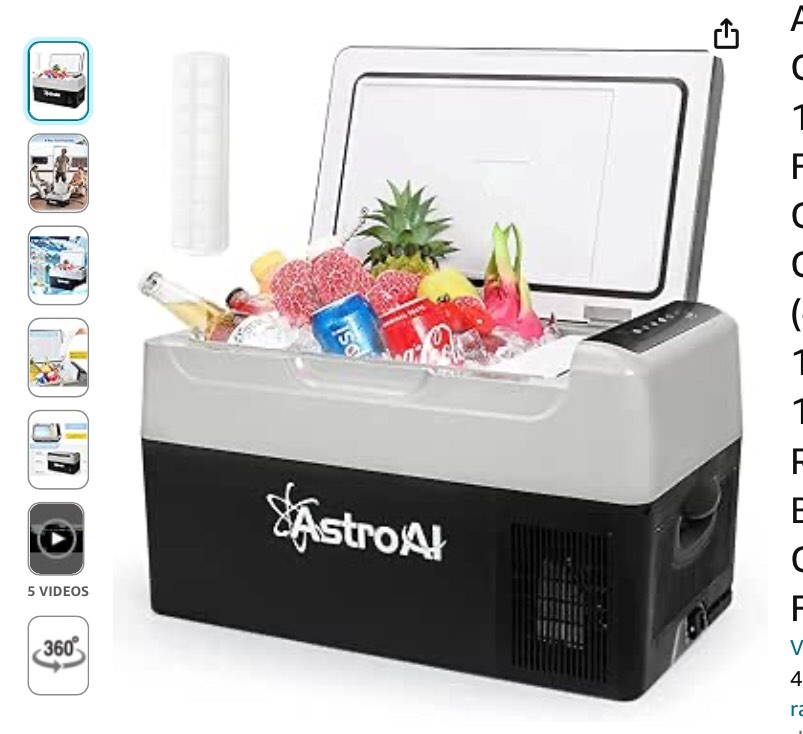 AstroAI 12 Volt Car Refrigerator, 12V Portable Freezer 23 Quart Camping Fridge Cooler 22L (-4?~68?) with 12/24V DC & 110V AC for Car, RV, Truck, Van, Boat for Camping, Travel, Fishing Outdoor 23 Quart (22L)