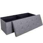 GLAXYFUR 43.3 inches Folding Storage Ottoman Bench Storage Chest Footrest for Bedroom, Entryway and Living Room, Holds up to 660 lb Dark Grey