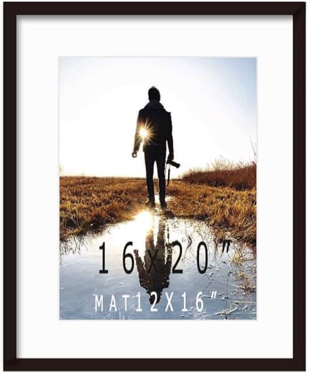 SESEAT 16x20 Picture Frame Black, Display Pictures 11x14 with Mat or 16x20 without Mat, Photo Frames Wall Gallery, 1 Pack