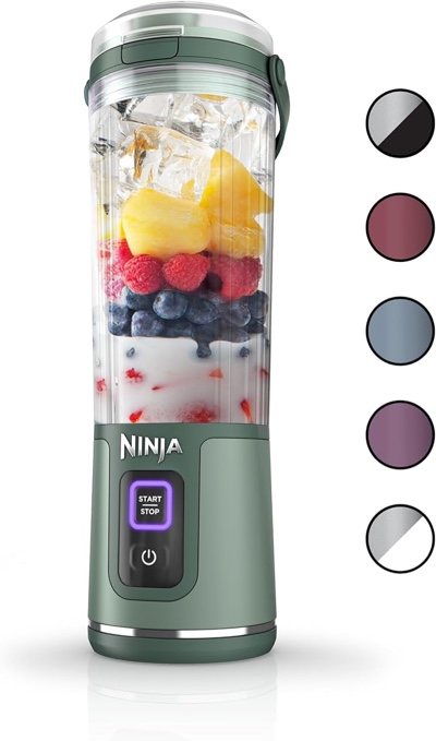 Ninja BC151EM Blast Portable Blender, Cordless, 18oz. Vessel, Personal Blender-for Shakes & Smoothies, BPA Free, Leakproof-Lid & Sip Spout, USB-C Rechargeable, Dishwasher Safe Parts, Forest Green