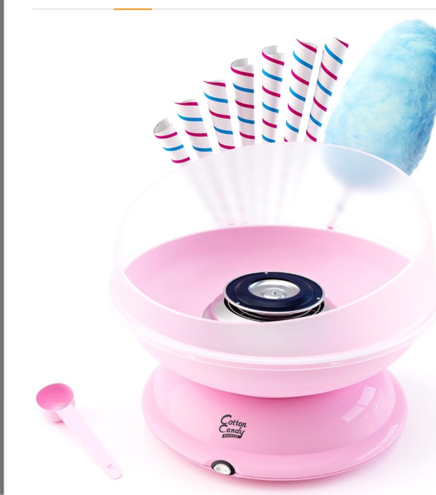 Kitchen › Kitchen & Dining › Small Appliances › Specialty Appliances › Cotton Candy Makers Amazon prime logo Enjoy fast, free delivery, exclusive deals, and award-winning movies & TV shows with Prime Try Prime and start saving today with fast, free delivery Delivery Pickup $55.99 FREE Returns FREE delivery Wednesday, March 20 Or fastest delivery Tomorrow, March 16. Order within 7 hrs 6 mins Delivering to Cincinnati 45244 - Update location In Stock Quantity: Quantity:1 Add to Cart Buy Now Ships from Amazon Sold by Hawaiian Shaved Ice Returns Eligible for Return, Refund or Replacement within 30 days of receipt Payment Secure transaction Packaging Ships in product packaging See more Add a gift receipt for easy returns Add to List Add other items: Cotton Candy Express 100-Count Paper Cones for Cotton Candy Making, WhiteCotton Candy Express 100-Count Paper Cones for Cotton Candy Making, White $14.99 Add to Cart New (2) from $55.99 & FREE Shipping. Other Sellers on Amazon Add to Cart $55.99 & FREE Shipping. Details Sold by: Amazon.com Cotton Candy Express CC1000-S Cotton Candy Machine, Pink. Easy to Use and Clean. A Great Value, Nostalgia and Fun for Kids and Adults. Comes with Instruction Manual and Tip Card Roll over image to zoom in 2 VIDEOS Cotton Candy Express CC1000-S Cotton Candy Machine, Pink. Easy to Use and Clean. A Great Value(incomplete