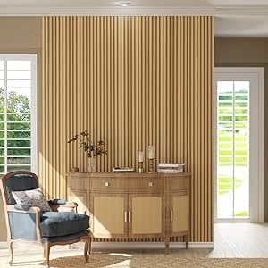 Oxdigi Wooden Slat Peel and Stick Wallpaper - Self-Adhesive Contact Paper with 3D Effect | Waterproof & Removable | PVC Contact Paper for Countertops & Cabinets | 23.6 in x 16.4 ft | Light Wood