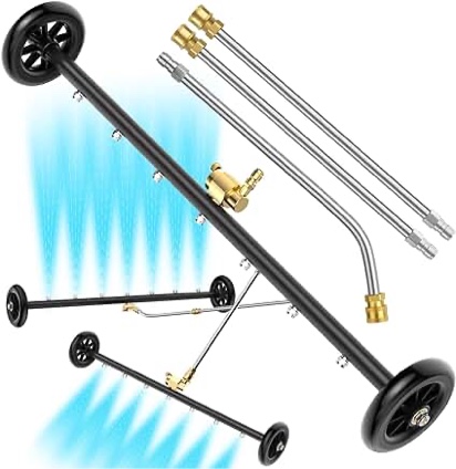 EVEAGE 24" Pro Undercarriage Pressure Washer Attachment, Dual-Function 7 Nozzles Pressure Washer Water Broom, Bend-Free Power Washer Undercarriage Cleaner with Extension Wands(Green)
