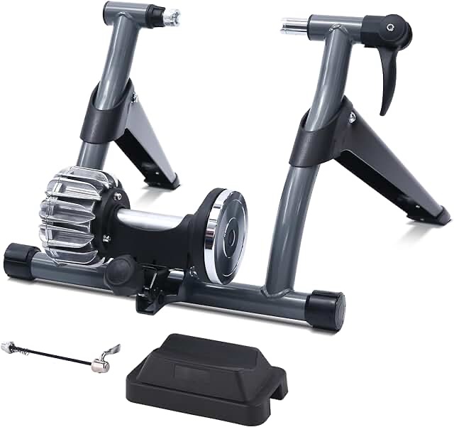 Bike Trainer Stand Indoor Exercise - Sportneer Magnetic Bicycle Cycling Training Accessories with Noise Reduction Wheel Kit for Road Bike