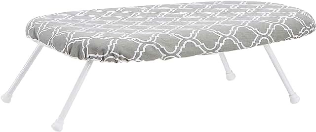 Amazon Basics Tabletop Ironing Board with Folding Legs - Trellis Removable Cover, Chevron
