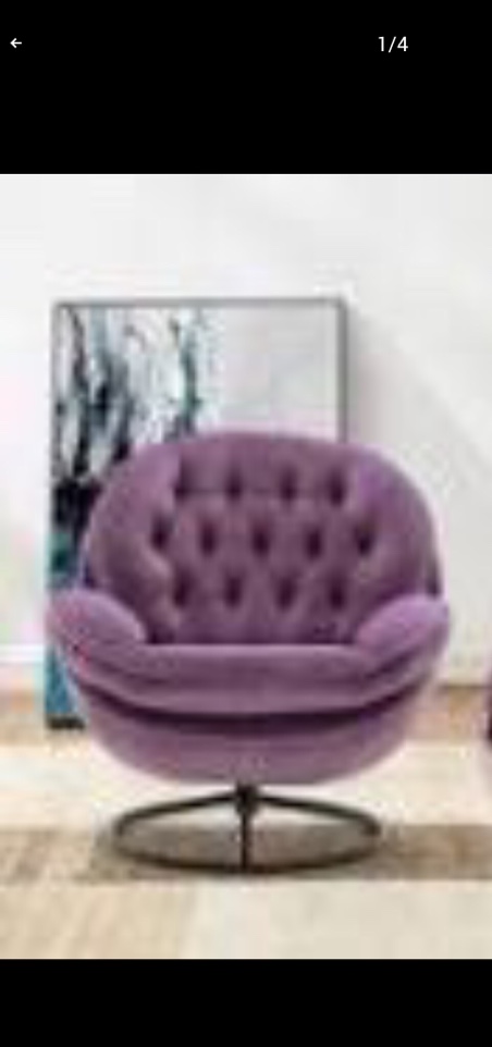 Anouk Tufted Back Type Swivel Base Accent Chair