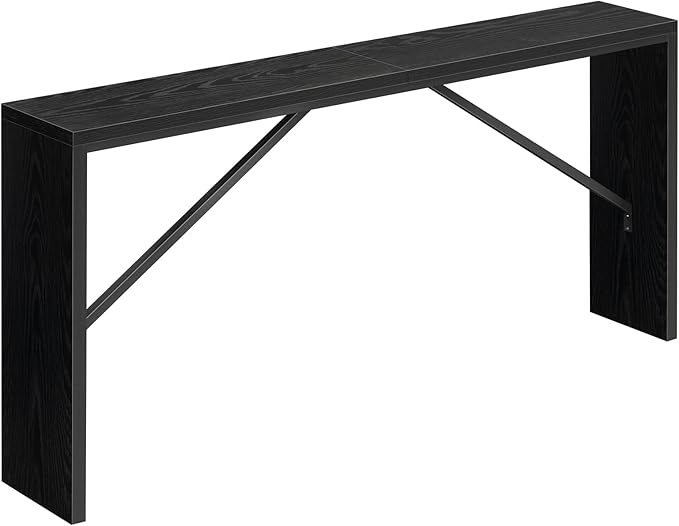  MAHANCRIS Console Table, 62.2" Long Sofa Table Behind Couch, Narrow Entryway Table, Farmhouse Dining Table with Angled Metal Frame, Industrial Console Table for Entryway, Black 