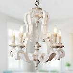 Oaks Aura Rustic Chandelier 5-Light Wooden Farmhouse Vintage Pendant Lighting Island Fixture