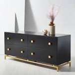SFV2123B 56 x 18 x 25 in. Claudette 4 Drawer Dresser, Black & Gold